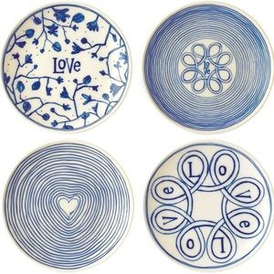 Ellen Degeneres ED Blue Love Royal Doulton plates 6 inch set 4